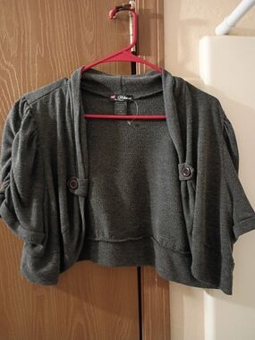Apt. 9 Charcoal Cropped Button-Accent Cardigan